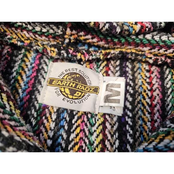 Earth Ragz Mexican Drug Rug Hoodie Mens M Baja Hippie Pullover Colorful Pride - Picture 3 of 7